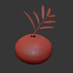Glass Vase With Leaf 3d model