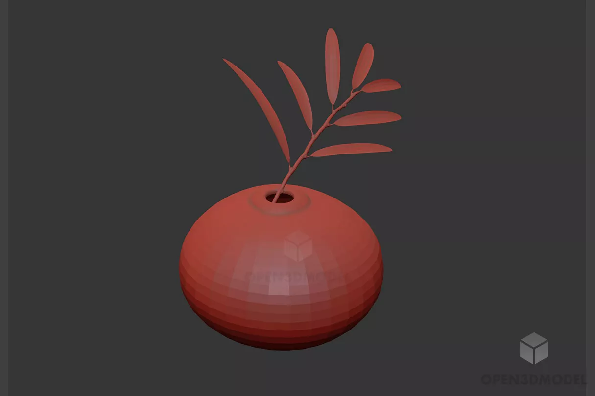 Glass Vase With Leaf 3d model Glass Vase With Leaf 3d model