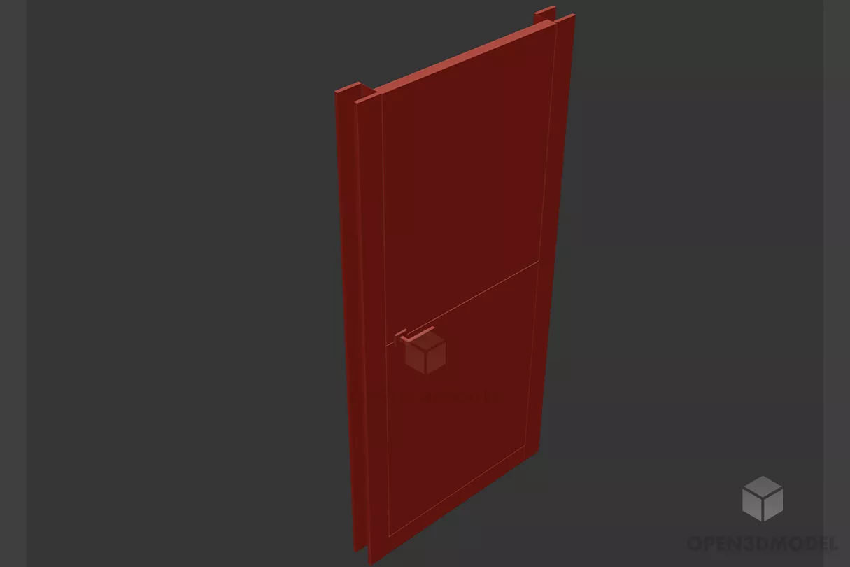Black Wood Door Frame With Steel Fence 3d model