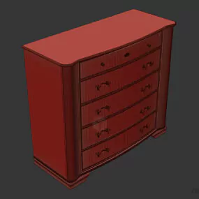 Locker Walnut Wooden Curved Face 3d model