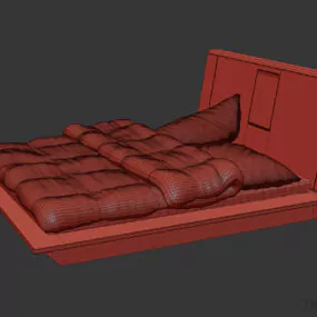 Simple Bed With Black Mattress 3d model