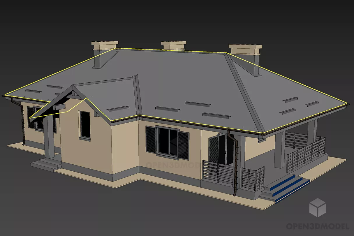 Western Roof House Country Style 3d model Western Roof House Country Style 3d model
