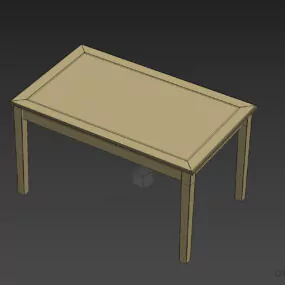 Rectangular Coffee Table Ash Wood 3d model