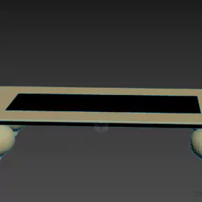 Rectangular Glass Table With Sphere Leg 3d model