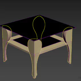 Square Glass Table With Decorative Leg 3d model