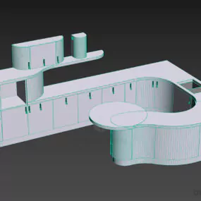 Zigzag Kitchen Cabinet 3d model