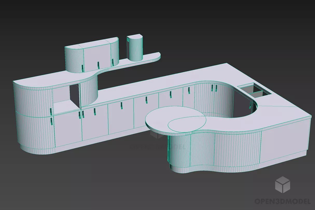 Wood Tv Rack With Cabinet Drawers 3d model