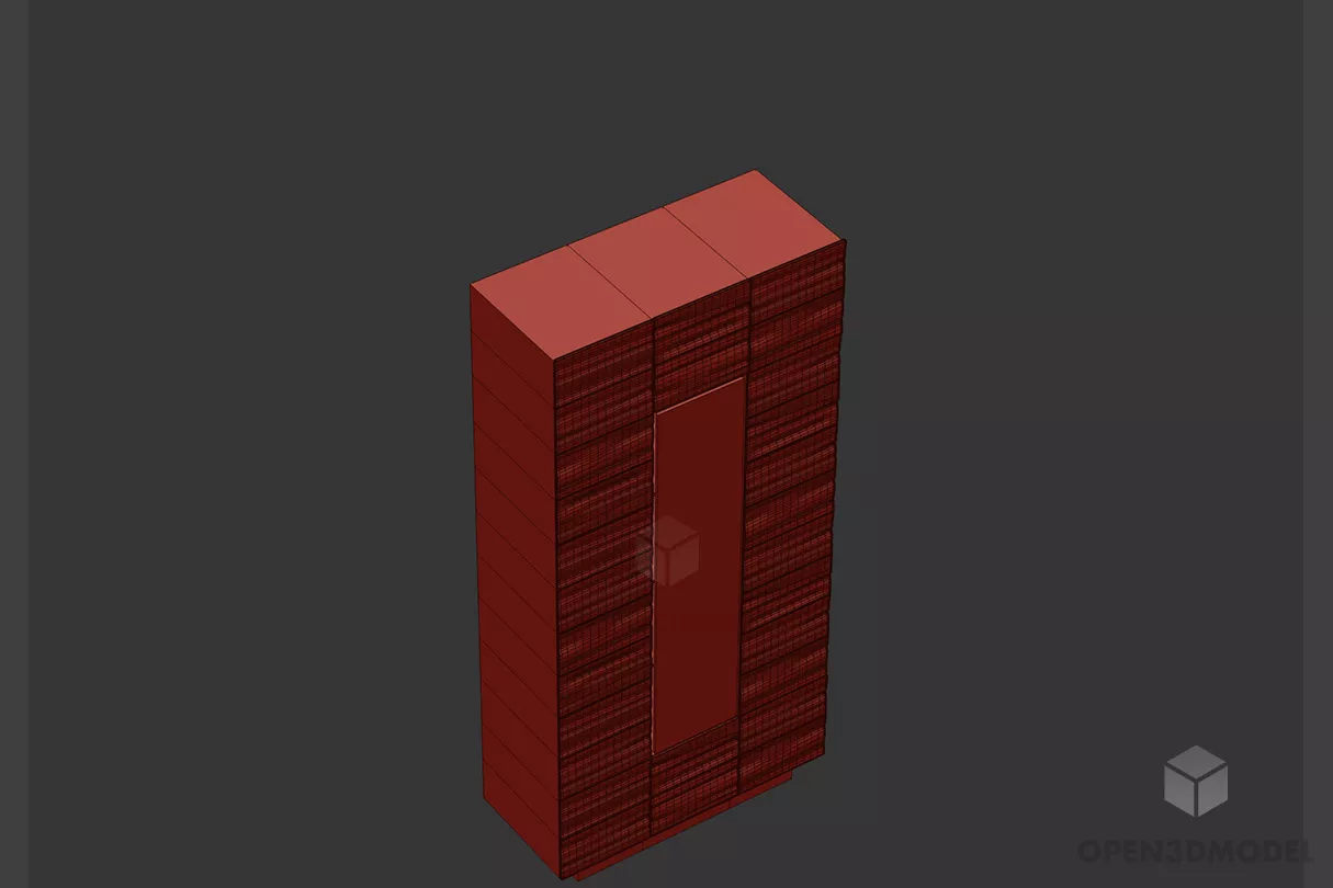 Glasscase Side Cabinet Marble Finished 3d model