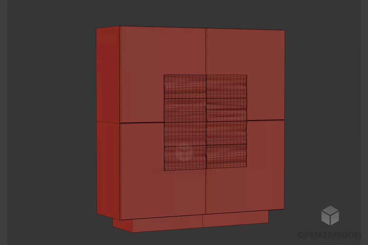 Brown Wooden Side Locker With Multiple Locker 3d model