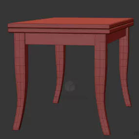 Coffee Table, Little Curved Wood Leg 3d model