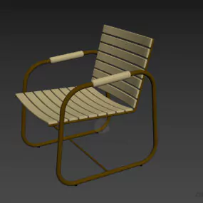 Outdoor Wood Armchair, Inox Frame 3d model