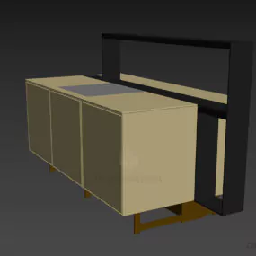 Kitchen Wooden Cabinet With Stove And Divider 3d model