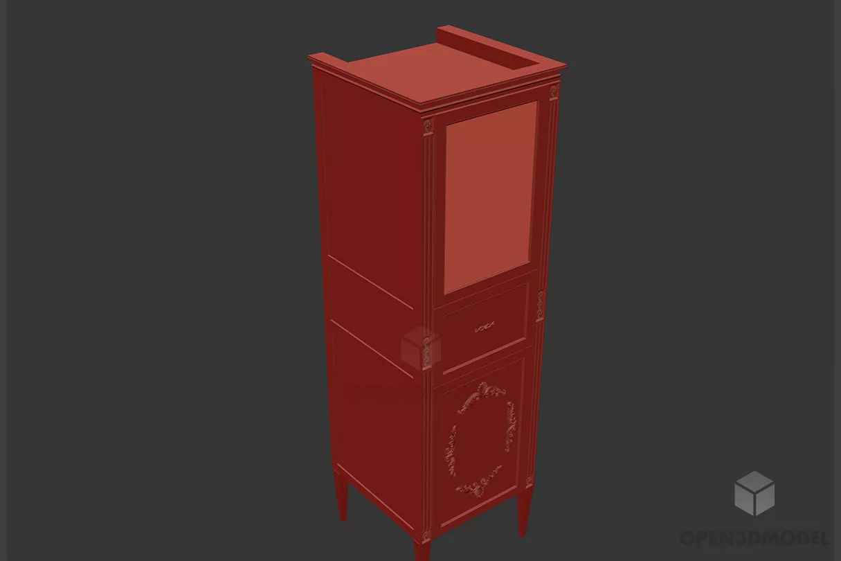 Brown Wood Tall Locker 3d model