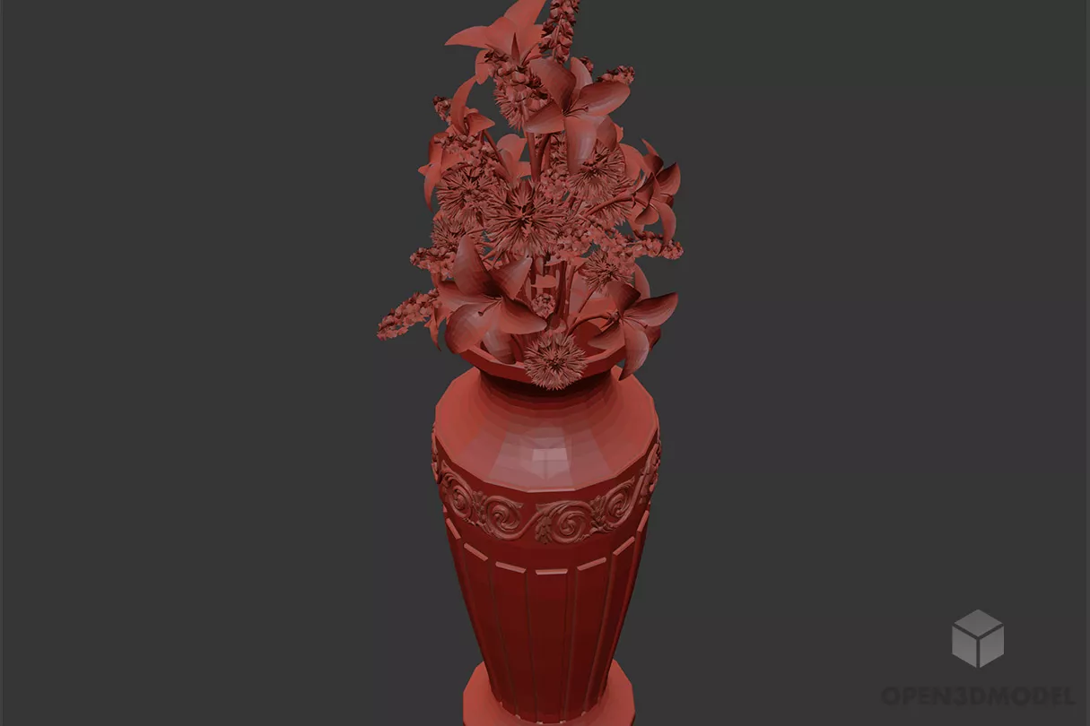 Ceramic Blue Vase With Circular Textures 3d model