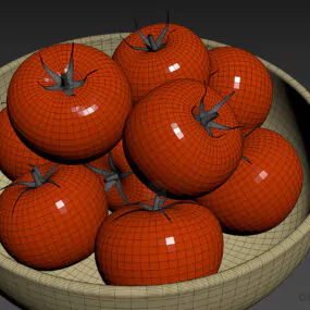 Red Tomatoes In Bowl 3d model