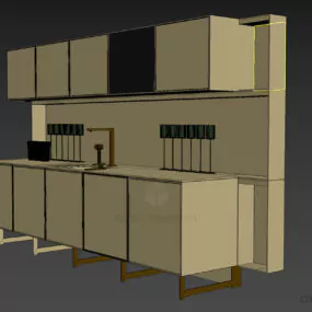 Modern Kitchen Cabinet Wooden Texture 3d model