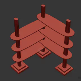 Glass Shelf, Corner Rack 3d model