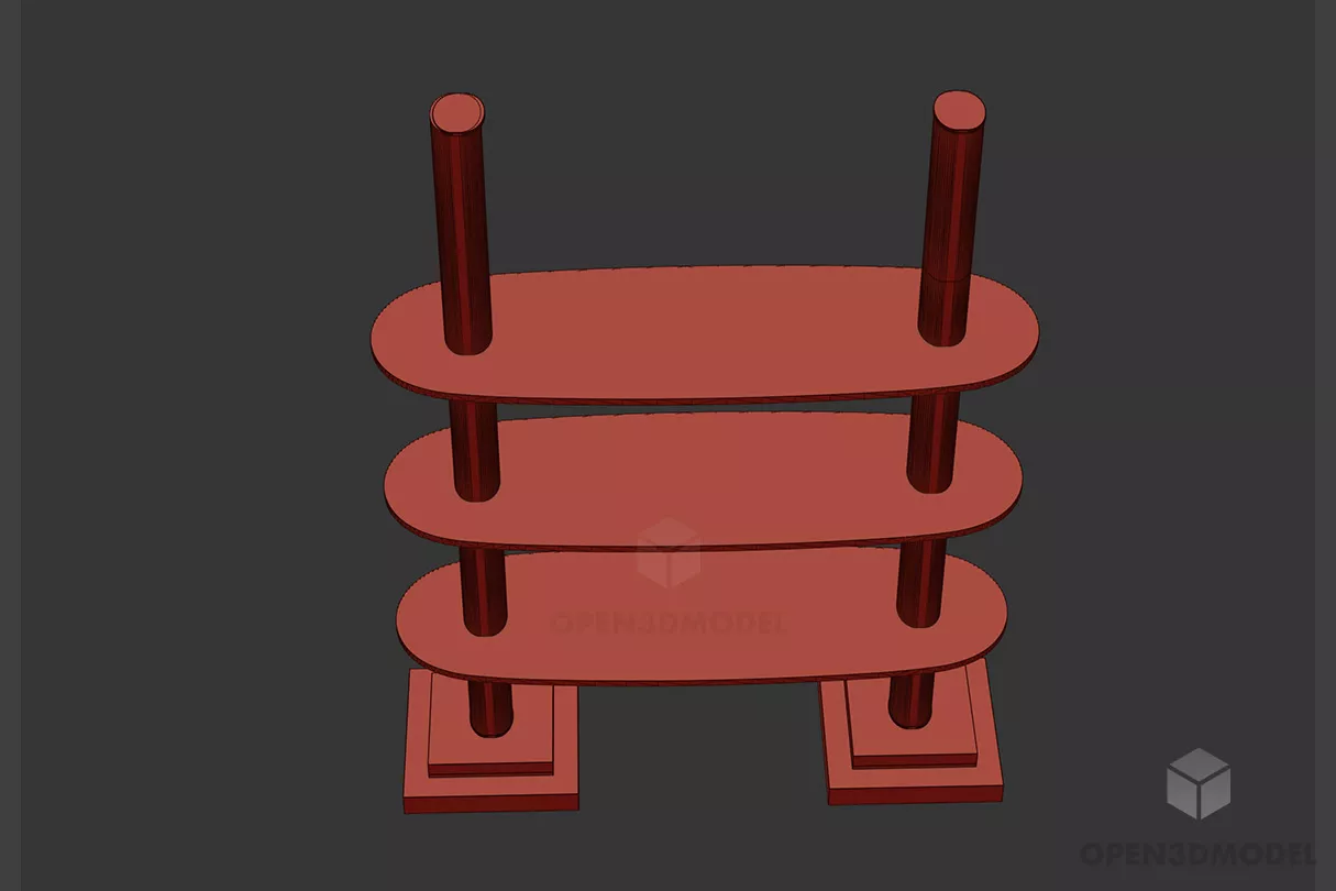Glass Shelf With Two Columns 3d model Glass Shelf With Two Columns 3d model