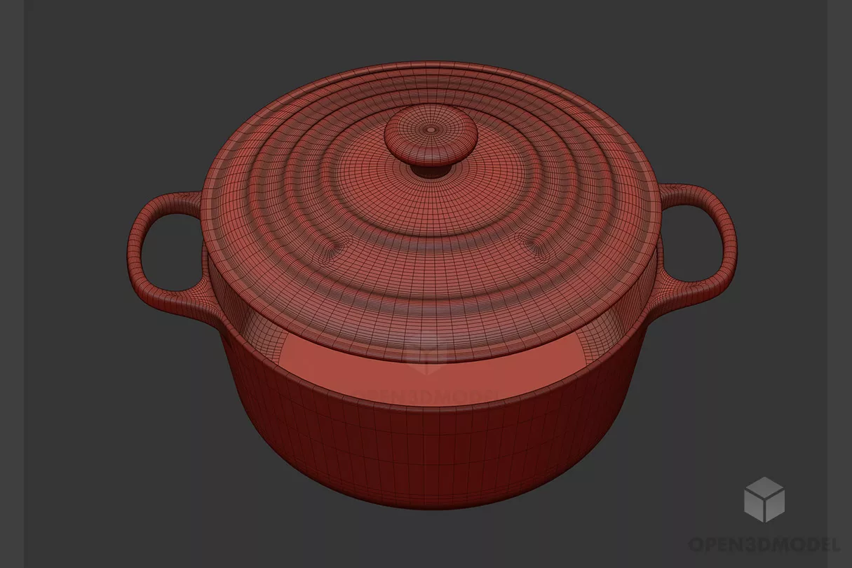Kitchen Color Ceramic Pan With Cap 3d model