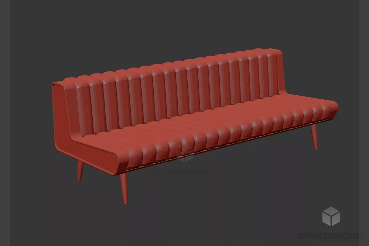 Upholstered Daybed Sofa With Low Back 3d model