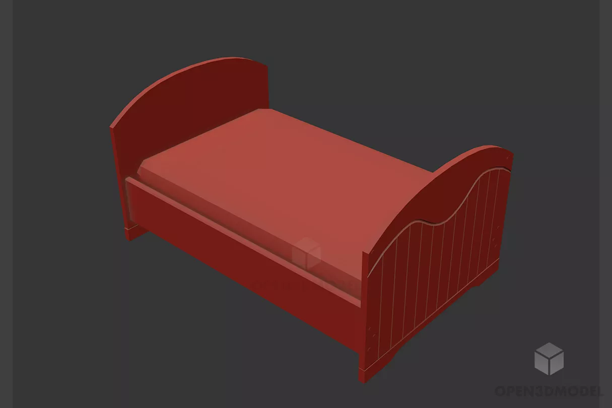 Double Bed With Mattress And Blanket 3d model
