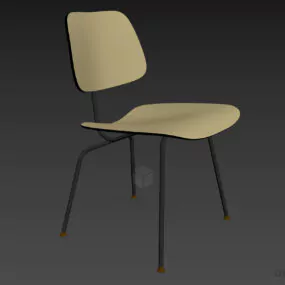 Simple Modern Coffee Chair, Wooden Seat 3d model