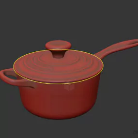 Kitchen Ceramic Pan With Handle 3d model