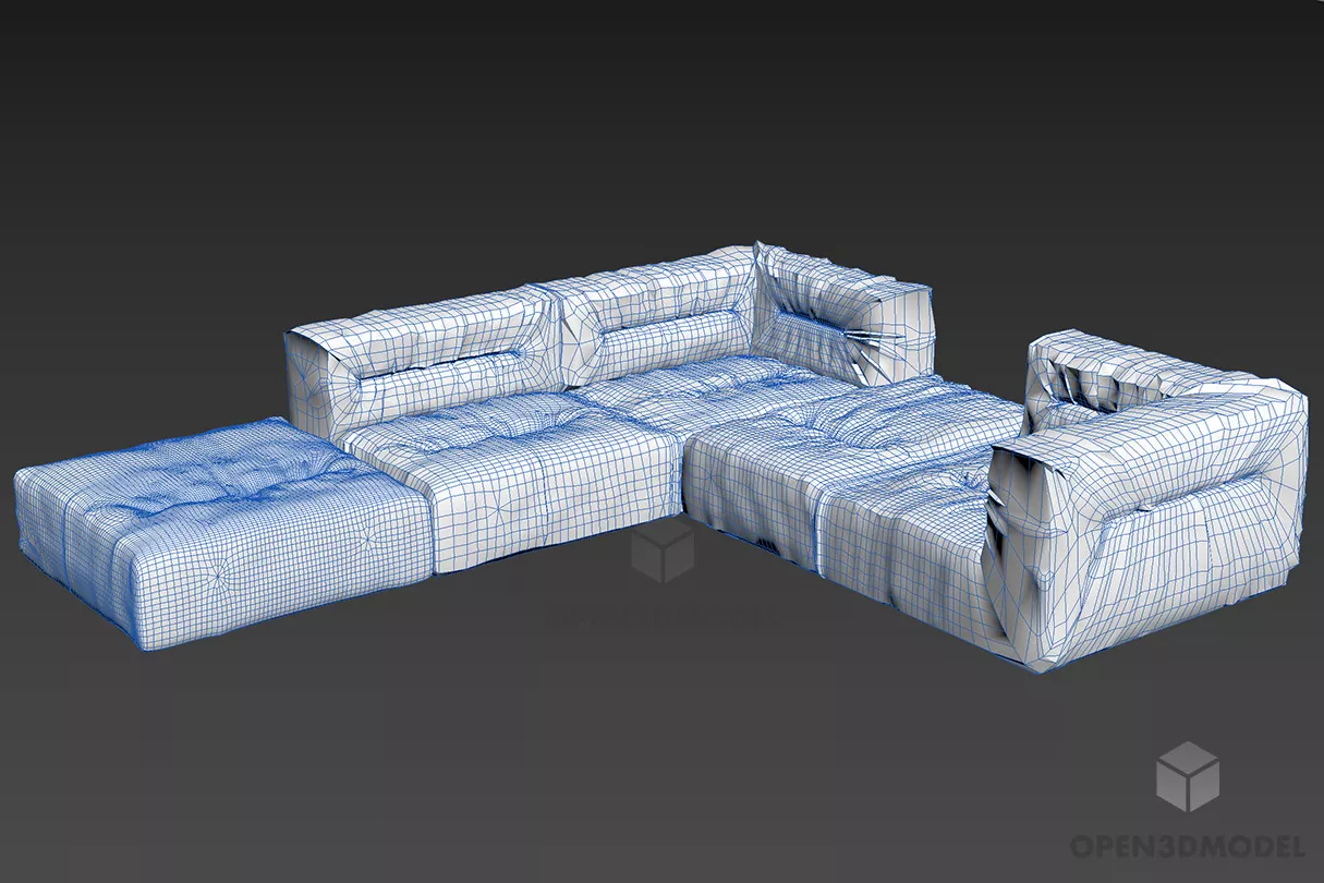 Sofa Two Seats With Wooden Back Plate 3d model