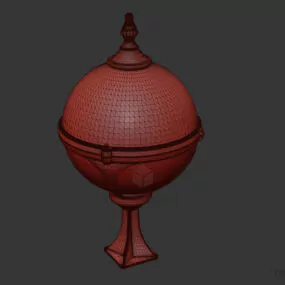 Vintage Sphere Lamp On Iron Stand 3d model