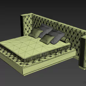 Upholstered Bed With Pillow Set 3d model