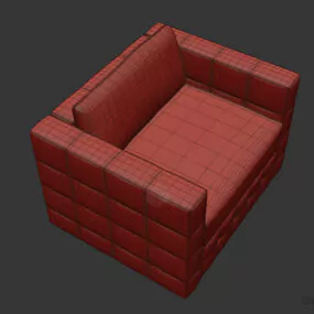 Upholstered Sofa Tufted Style 3d model