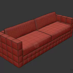 Grey Upholstered Sofa 3d model