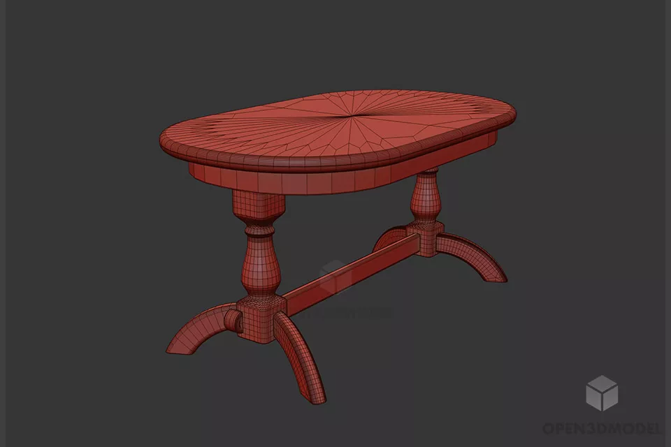 Walnut Table Antique Style 3d model