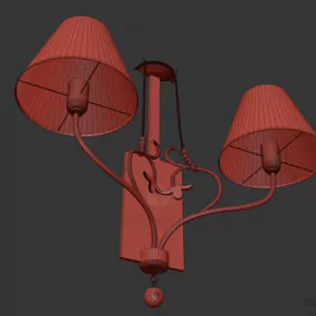 Two Bulbs Sconce Lam, Antique Sconce Lamp 3d model