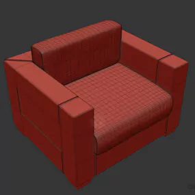 Wood Armchair With Upholstered Seat 3d model