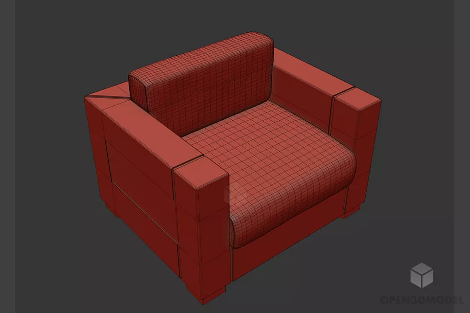 Leather Upholstery Chair Cube Shape 3d model
