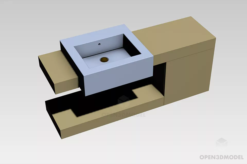 Office Curved Work Table With Extend Part 3d model