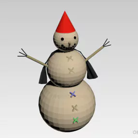 Red Hat Snowman, Christmas Decoration 3d model