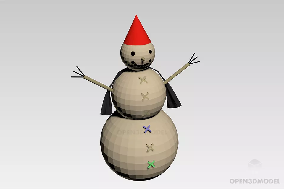 Red Hat Snowman, Christmas Decoration 3d model Red Hat Snowman, Christmas Decoration 3d model