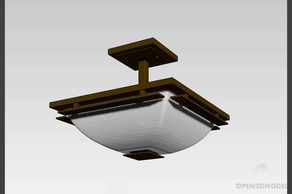 Simple Pendant Lamp, Old Style Shade Free 3d Model - .3ds, .Gsm ...