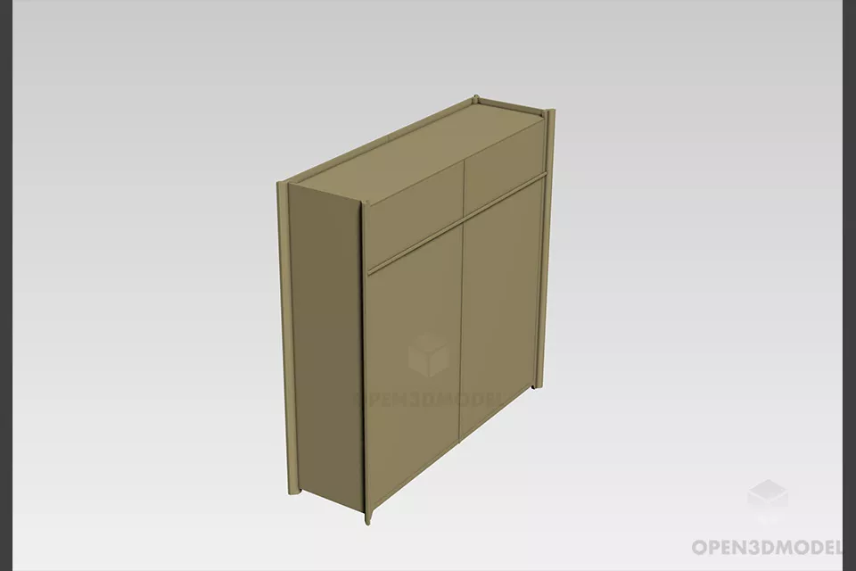 Kids Room Wardrobe With Center Mirror 3d model