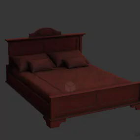 Double Bed Set With Carved Back Panel 3d model