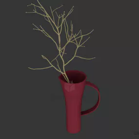Art Vase With Dry Branches 3d model