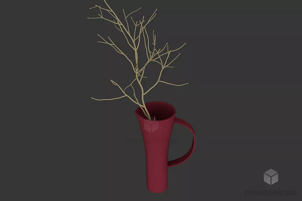 Art Vase With Dry Branches 3d model Art Vase With Dry Branches 3d model