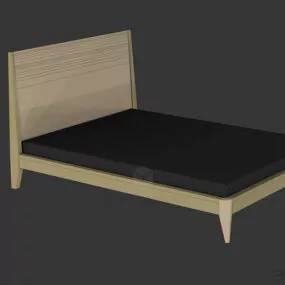 Minimalist Bed, Thin Upholstered 3d model