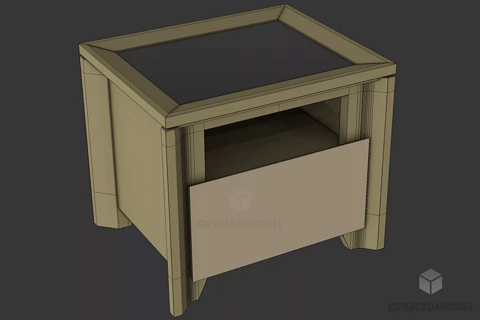 Nightstand Turri With Three Drawers 3d model