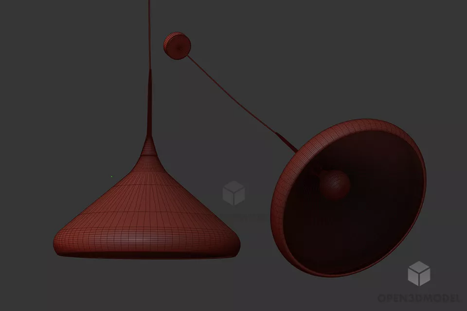 Curved Shade Pendant Lamp Free 3d Model - .3ds, .Gsm - Open3dModel