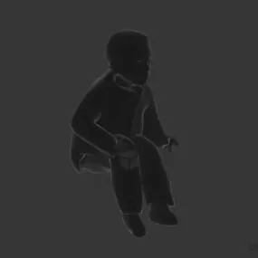 Little Boy Sitting, Human Character 3d model