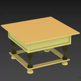 Walnut Table With Carved Leg 3d model