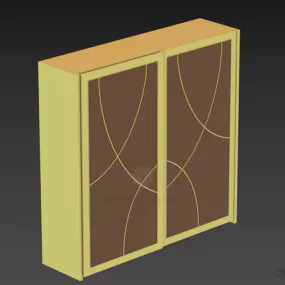 Wardrobe With Wide Slide Door 3d model